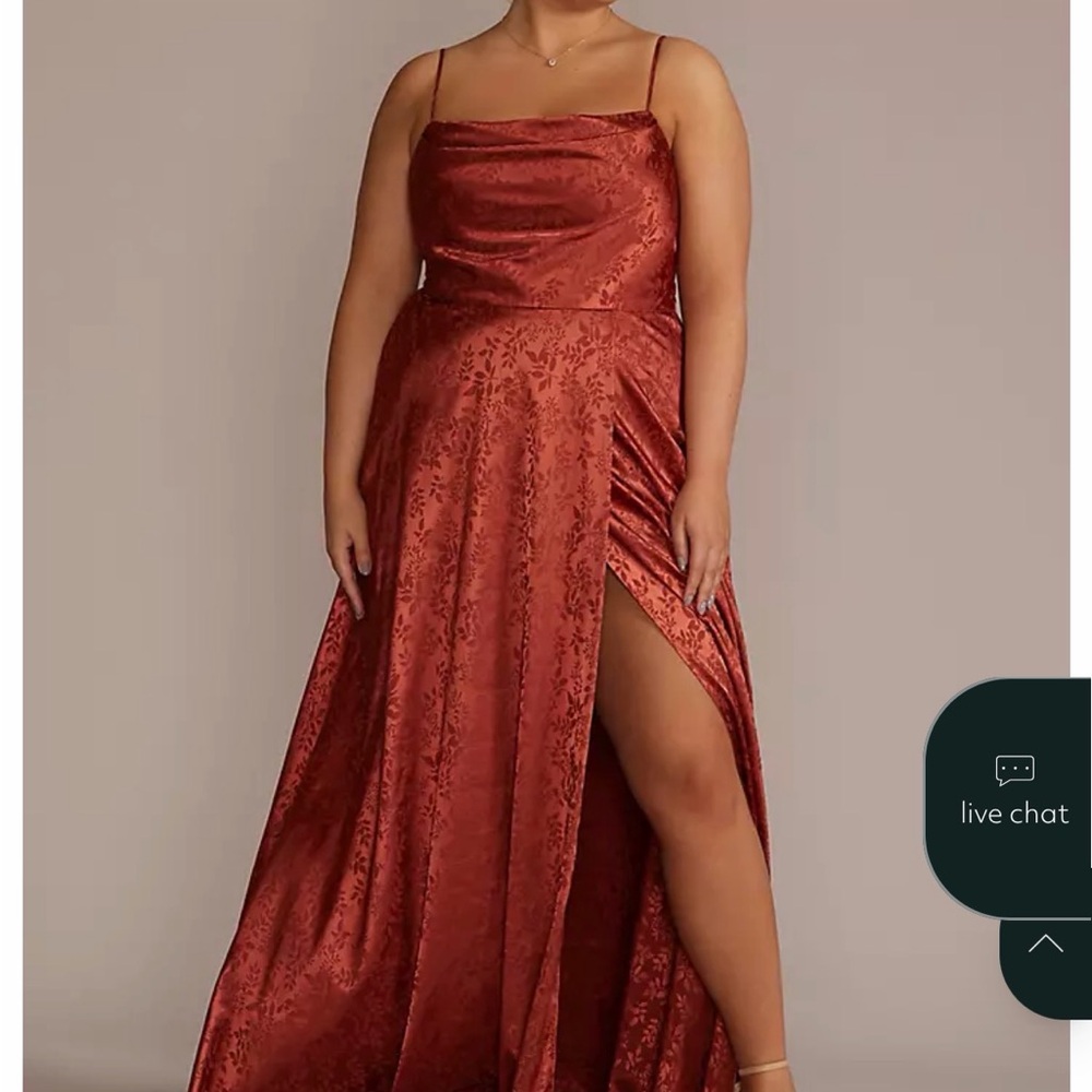 David's Bridal Cinnamon Satin Wedding Dress
